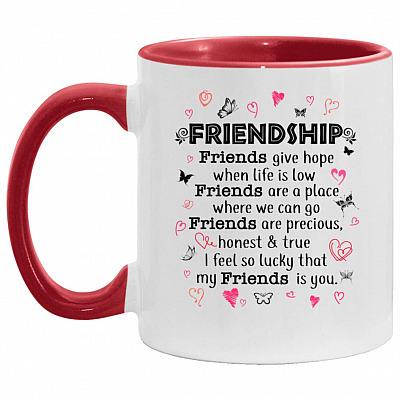 Friendship Accent Mugs, White/Red, 11 oz. Accent Mug