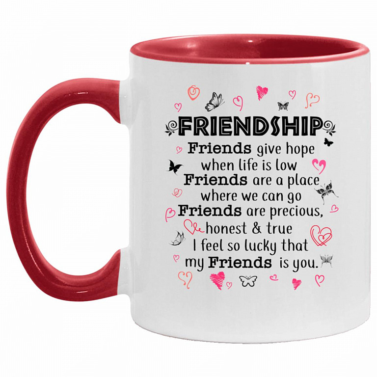 Friendship Accent Mugs, White/Red, 11 oz. Accent Mug