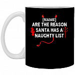 Personalized Mug Funny Christmas Santa Friends, Black, 11 oz. White Mug