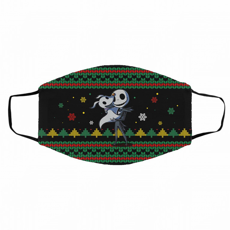 Jack Xmas Face Mask, Black, Cloth Face Cover – Medium/Large