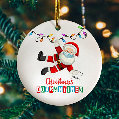 Christmas Quarantined Decorative Christmas Holiday Flat Circle Ornament Keepsake - Holiday Decoration Gift