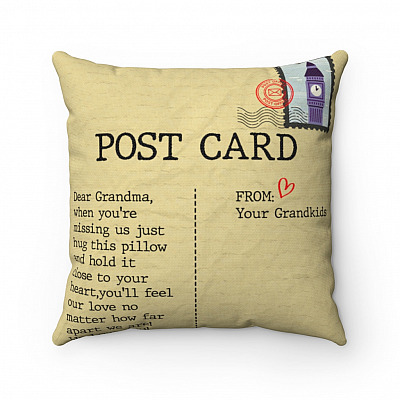 Dear Grandma When You're Missing Us Just Hug This Pillow Post Card Style Throw Pillow - Decorative Pillow