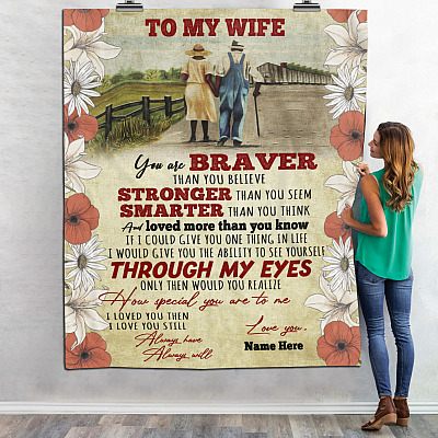 Alternative view of Personalized From Husband To My Wife You Are Braver Than You Believe Fleece Blanket - Mink Sherpa Blanket