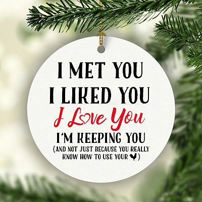 I Met You I Liked You I Love You And Not Just Because You Really Know How To Use Your Cock Funny Circle Ornament