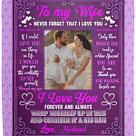Custom Photo to My Wife, White, Cozy Plush Fleece Blanket - 50x60