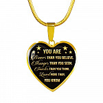 You Are Braver Than You Believe Heart Pendant Necklace - Motivational And Inspirational Quotes Gift - Heart Luxury Necklace (Gold Plated)