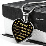 You Are Braver Than You Believe Heart Pendant Necklace - Motivational And Inspirational Quotes Gift - Heart Luxury Necklace (Silver)
