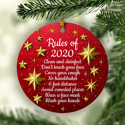 Rules Of 2020 Quarantine Christmas Decorative Christmas Ornament Keepsake - Holiday Flat Circle Ornament