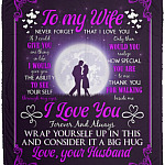 To My Wife Blanket, White, Cozy Plush Fleece Blanket - 50x60