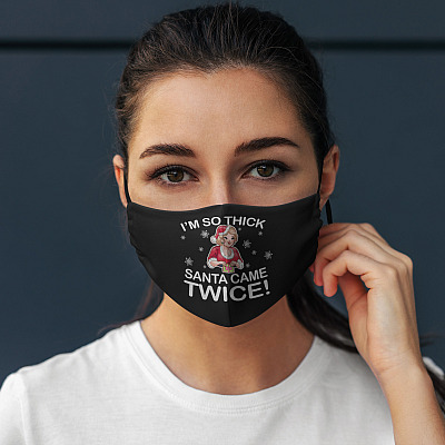Alternative view of I'm so Thick Santa Came Twice Chubby Girl Santa Washable Reusable Custom Printed Cloth Face Mask Cover