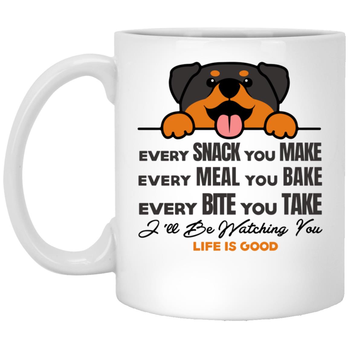 Rottweiler Ceramic Coffee Mug, White, 11 oz. White Mug Rottweiler Ceramic Coffee Mug, White, 11 oz. White Mug
