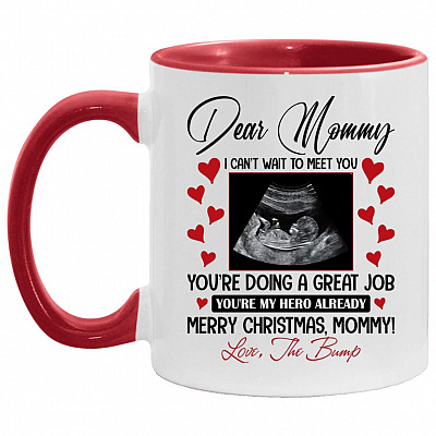Personalized Photo Dear Mommy Accent Mug, White/Red, 11 oz. Accent Mug