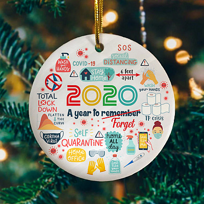 2020 the Year to Forget - 2020 Pandemic Annual Events Quarantine Christmas Circle Ornament