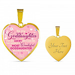 To My Goddaughter I'm As Lucky As Can Be The World's Most Wonderful Goddaughter Belongs To Me Heart Pendant Necklace - Heart Luxury Necklace (Gold Plated)