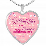 To My Goddaughter I'm As Lucky As Can Be The World's Most Wonderful Goddaughter Belongs To Me Heart Pendant Necklace - Heart Luxury Necklace (Silver)