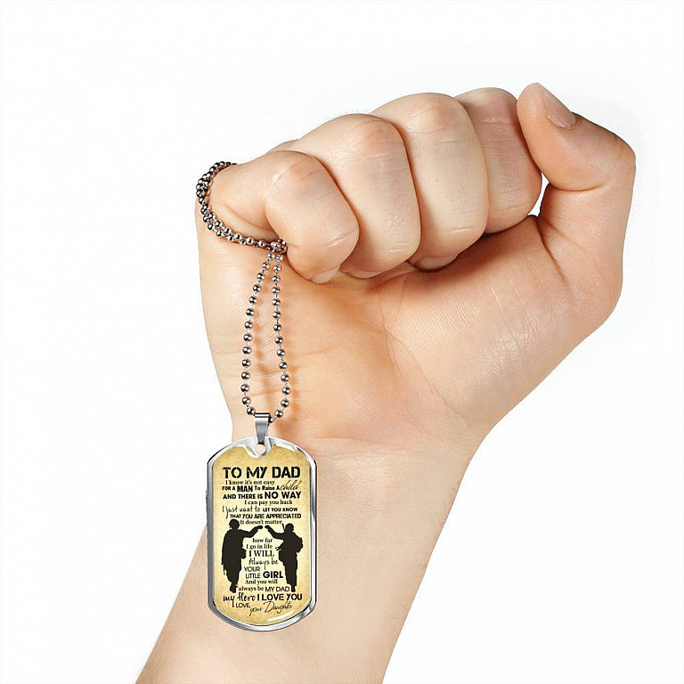 From Daughter To My Dad It's Not Easy To Raise A Child Army Solider Father's Day Military Dog Tag Necklace - Dog Tag (Silver)