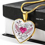 I'm Not A Widow I'm A Wife To A Husband With Hummingbird Wings Heart Necklace - In Memory Of Husband Necklace - Heart Luxury Necklace (Gold Plated)