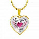 I'm Not A Widow I'm A Wife To A Husband With Hummingbird Wings Heart Necklace - In Memory Of Husband Necklace - Heart Luxury Necklace (Gold Plated)