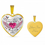 I'm Not A Widow I'm A Wife To A Husband With Hummingbird Wings Heart Necklace - In Memory Of Husband Necklace - Heart Luxury Necklace (Gold Plated)