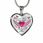 I'm Not A Widow I'm A Wife To A Husband With Hummingbird Wings Heart Necklace - In Memory Of Husband Necklace - Heart Luxury Necklace (Silver)