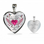I'm Not A Widow I'm A Wife To A Husband With Hummingbird Wings Heart Necklace - In Memory Of Husband Necklace - Heart Luxury Necklace (Silver)