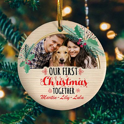 Personalized Photo Our First Christmas Together Circle Ornament - First Christmas Ornament Gift