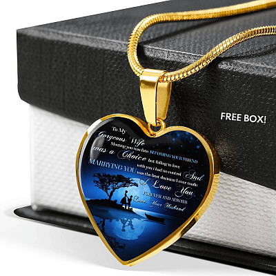 To My Gorgeous Wife Meeting You Was Fate Marrying You Was The Best Decision I Ever Made Heart Pendant Necklace - Heart Luxury Necklace (Gold Plated)