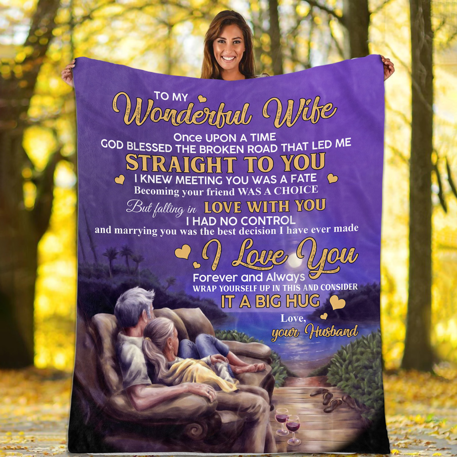 6VT. To My Wife God Blessed Old Couple blanket mockup