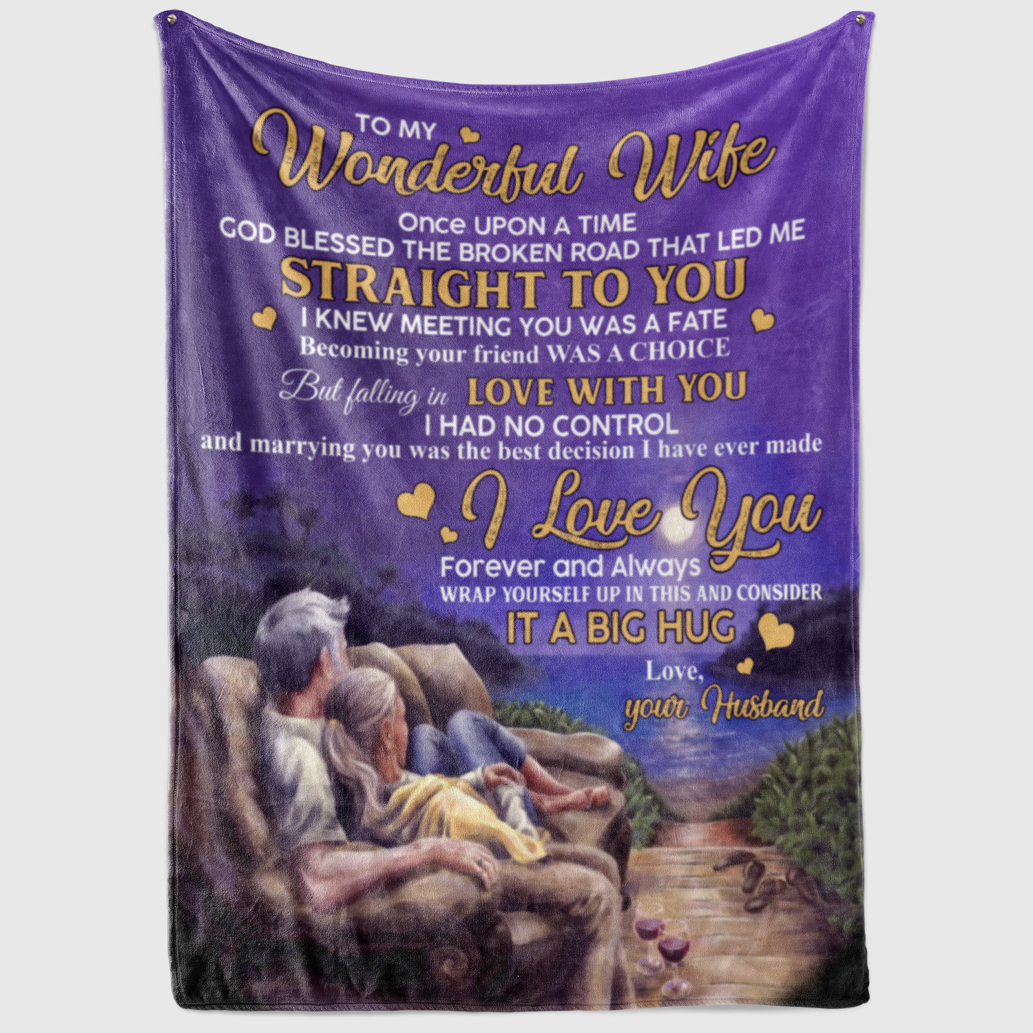 6VT. To My Wife God Blessed Old Couple blanket mockup2