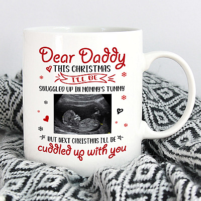 Alternative view of Personalized Photo Dear Daddy This Christmas I'll Be Snuggled Up In Mommy's Tummy Ceramic Coffee Mug