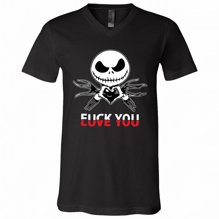 Love You Fuck You T-shirts, Black, V-Neck T-Shirt