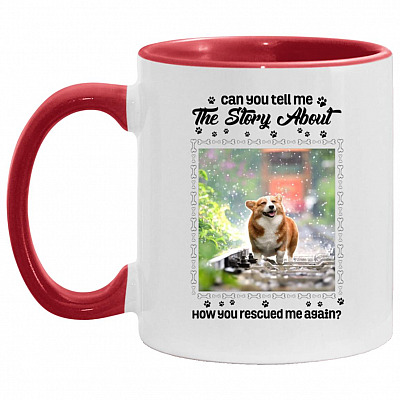 Personalized Photo Accent Mug, White/Red, 11 oz. Accent Mug