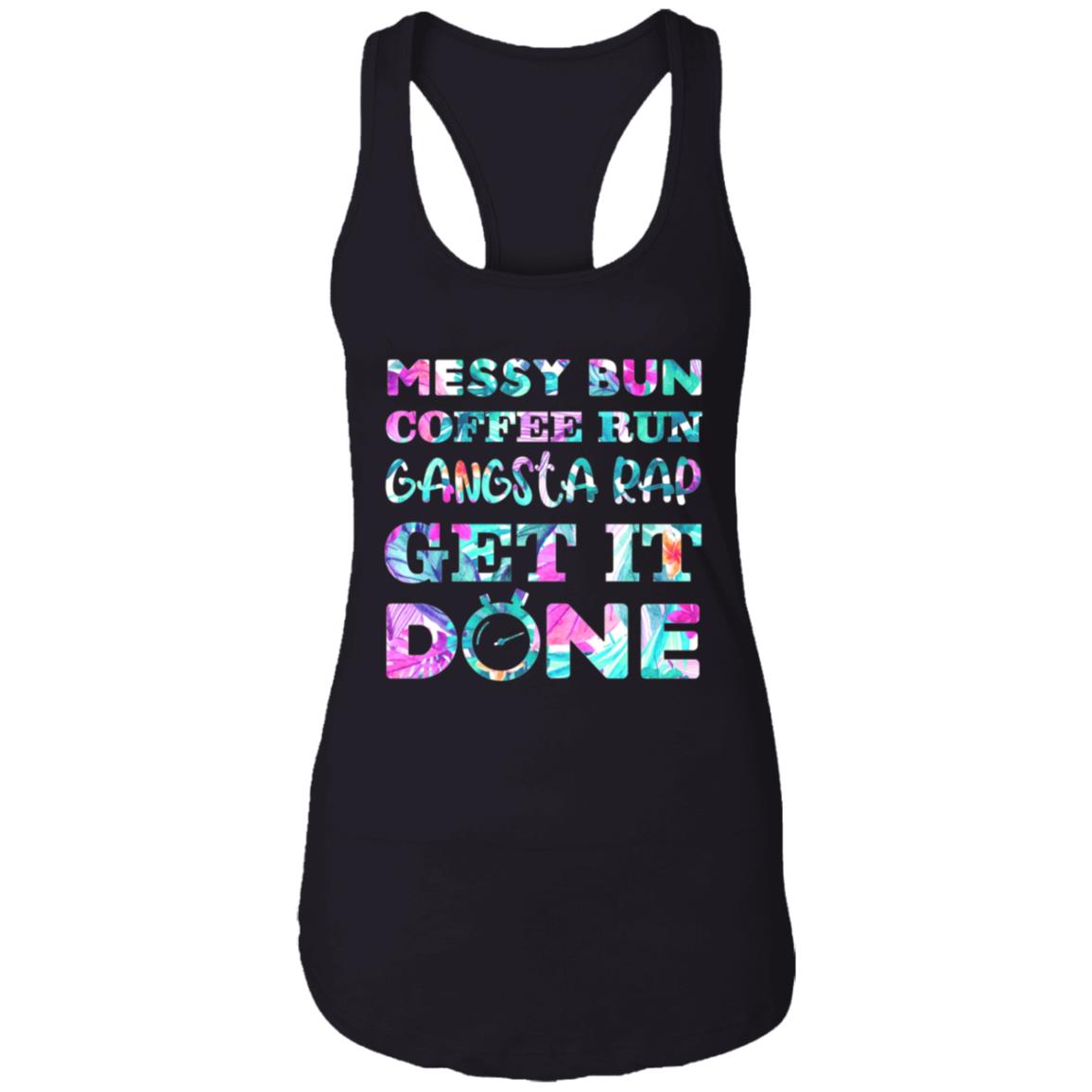 Get It Done Cotton Tank Top, Black, Ladies Racerback Tank