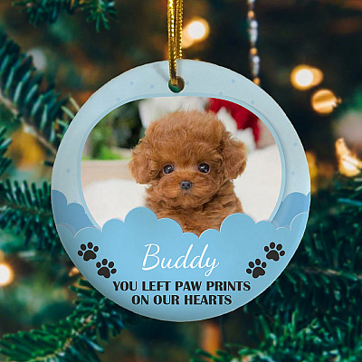 Alternative view of Personalized Photo You Left Paw Prints On Our Heart Pet Memorial Gift Circle Ornament