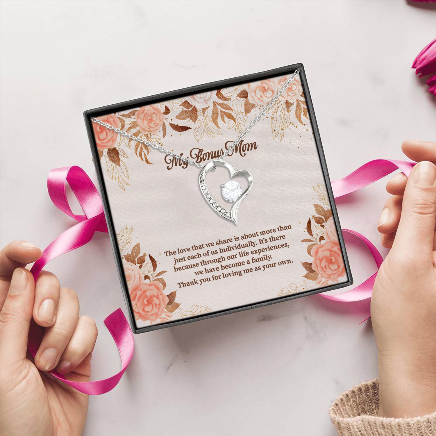 2 HG_ My Bonus Mom Forever Love Necklace (Silver) 5