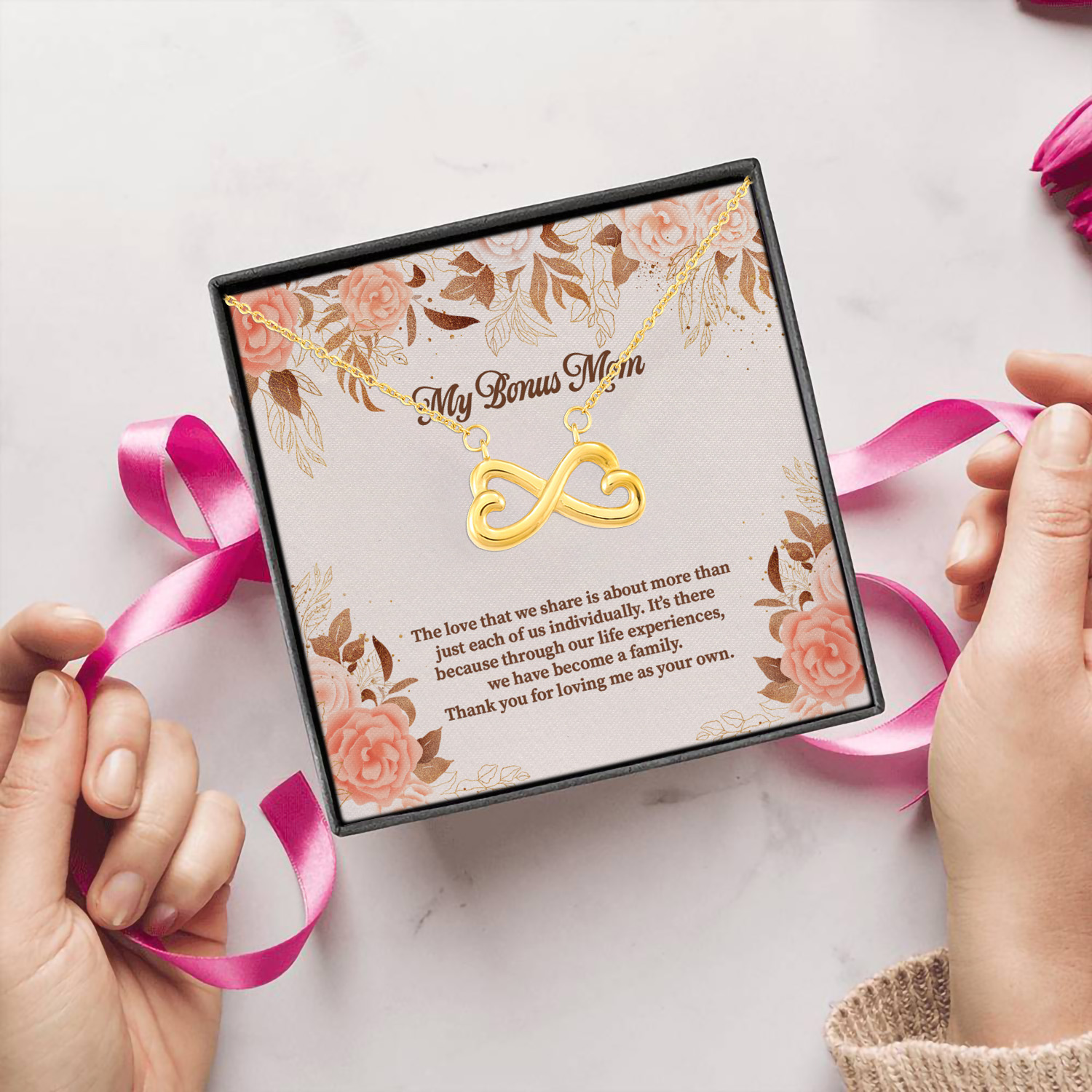 2 HG_ My Bonus Mom Infinity Heart Necklace (Gold) 5