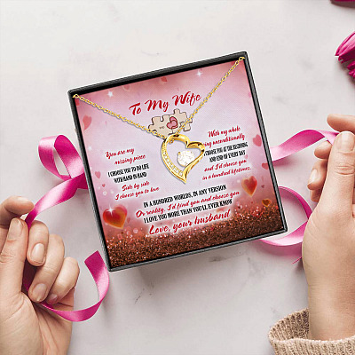 To My Wife You Are My Missing Piece I Choose You To Do Life With Hand In Hand Forever Love Heart Pendant Necklace