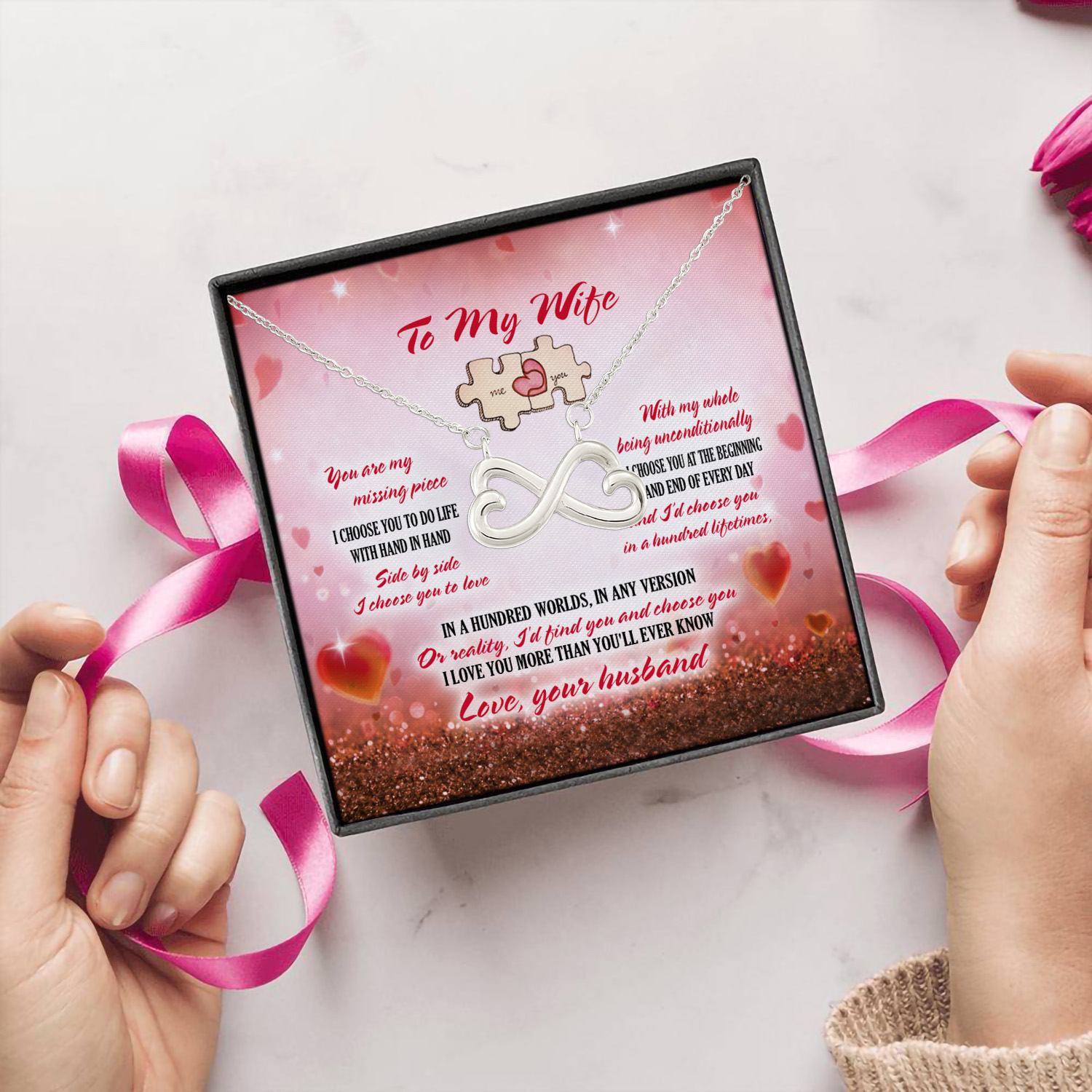 5Th. Missing Piece Infinity Heart Necklace (Silver) 5