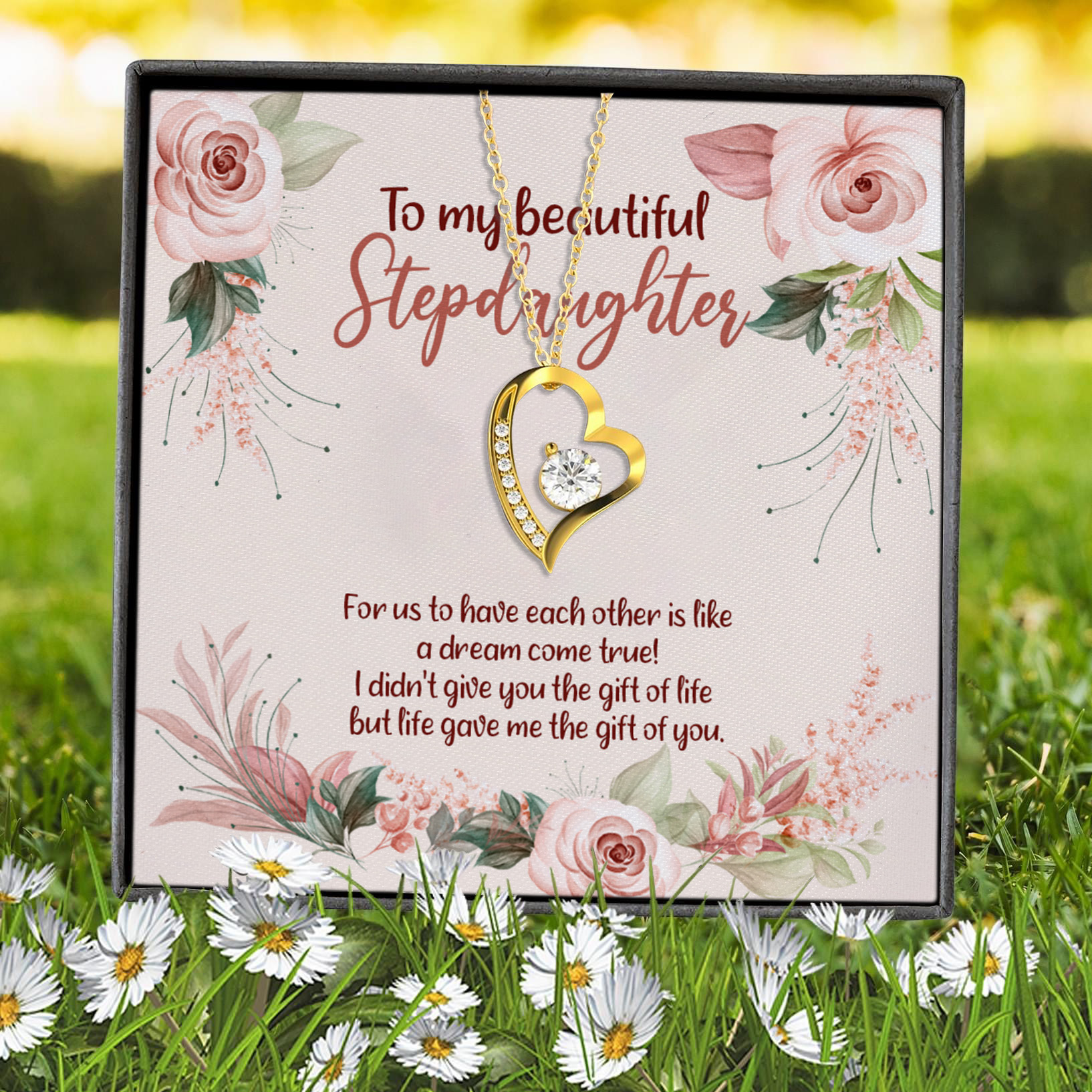 8VT. To My Beautiful Stepdaughter Forever Love Necklace (Gold) 7