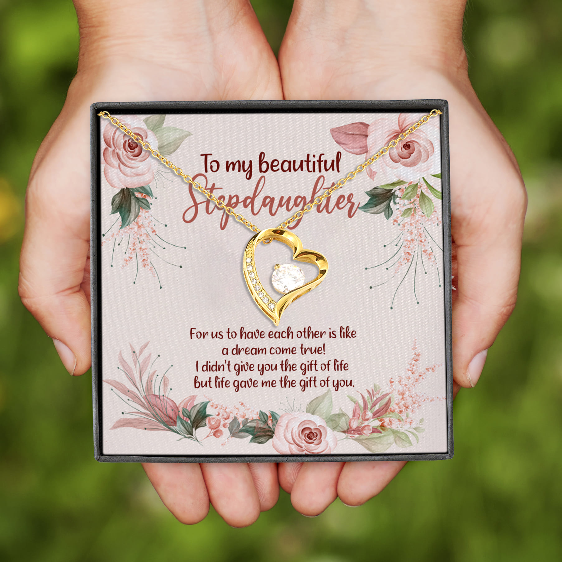 8VT. To My Beautiful Stepdaughter Forever Love Necklace (Gold)