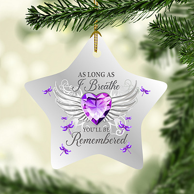 Dragonfly as Long as I Breathe You'll Be Remembered Star Ornament