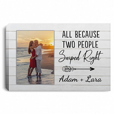 Personalized Custom Photo Swiped Right Poster, White, 0.75'' Framed Canvas