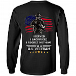 I Served I Sacrificed I Regret Nothing I'm a Us Veteran Print On Back Only - Plain Front Hoodie - Sweatshirt, Black, Long Sleeve