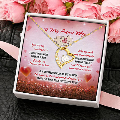 Alternative view of To My Future Wife You Are My Missing Piece I Choose You To Do Life With Forever Love Heart Pendant Necklace