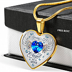 Daddy's Girl I Used To Be His Angel Now He Is Mine Butterfly Luxury Heart Pendant Necklace - Dad Memorial Gifts - Heart Luxury Necklace (Gold Plated)