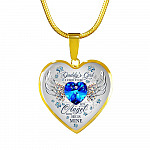 Daddy's Girl I Used To Be His Angel Now He Is Mine Butterfly Luxury Heart Pendant Necklace - Dad Memorial Gifts - Heart Luxury Necklace (Gold Plated)