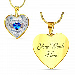 Daddy's Girl I Used To Be His Angel Now He Is Mine Butterfly Luxury Heart Pendant Necklace - Dad Memorial Gifts - Heart Luxury Necklace (Gold Plated)