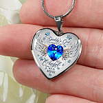 Daddy's Girl I Used To Be His Angel Now He Is Mine Butterfly Luxury Heart Pendant Necklace - Dad Memorial Gifts - Heart Luxury Necklace (Silver)