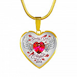 Daddy's Girl I Used To Be His Angel Now He Is Mine Cardinal Luxury Heart Pendant Necklace - Dad Memorial Gifts - Heart Luxury Necklace (Gold Plated)