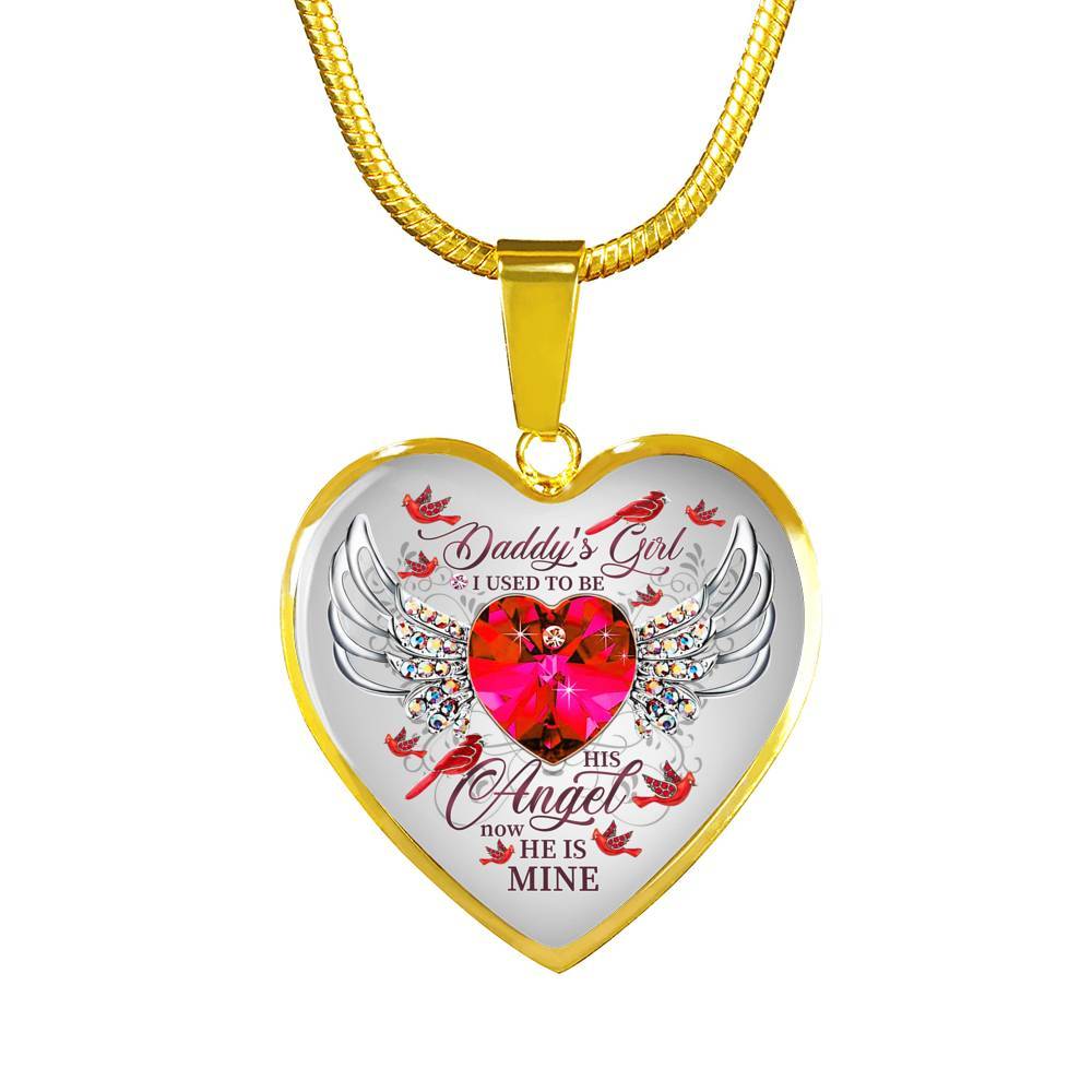 Daddy's Girl I Used To Be His Angel Now He Is Mine Cardinal Luxury Heart Pendant Necklace - Dad Memorial Gifts - Heart Luxury Necklace (Gold Plated) Daddy's Girl I Used To Be His Angel Now He Is Mine Cardinal Luxury Heart Pendant Necklace - Dad Memorial Gifts - Heart Luxury Necklace (Gold Plated)